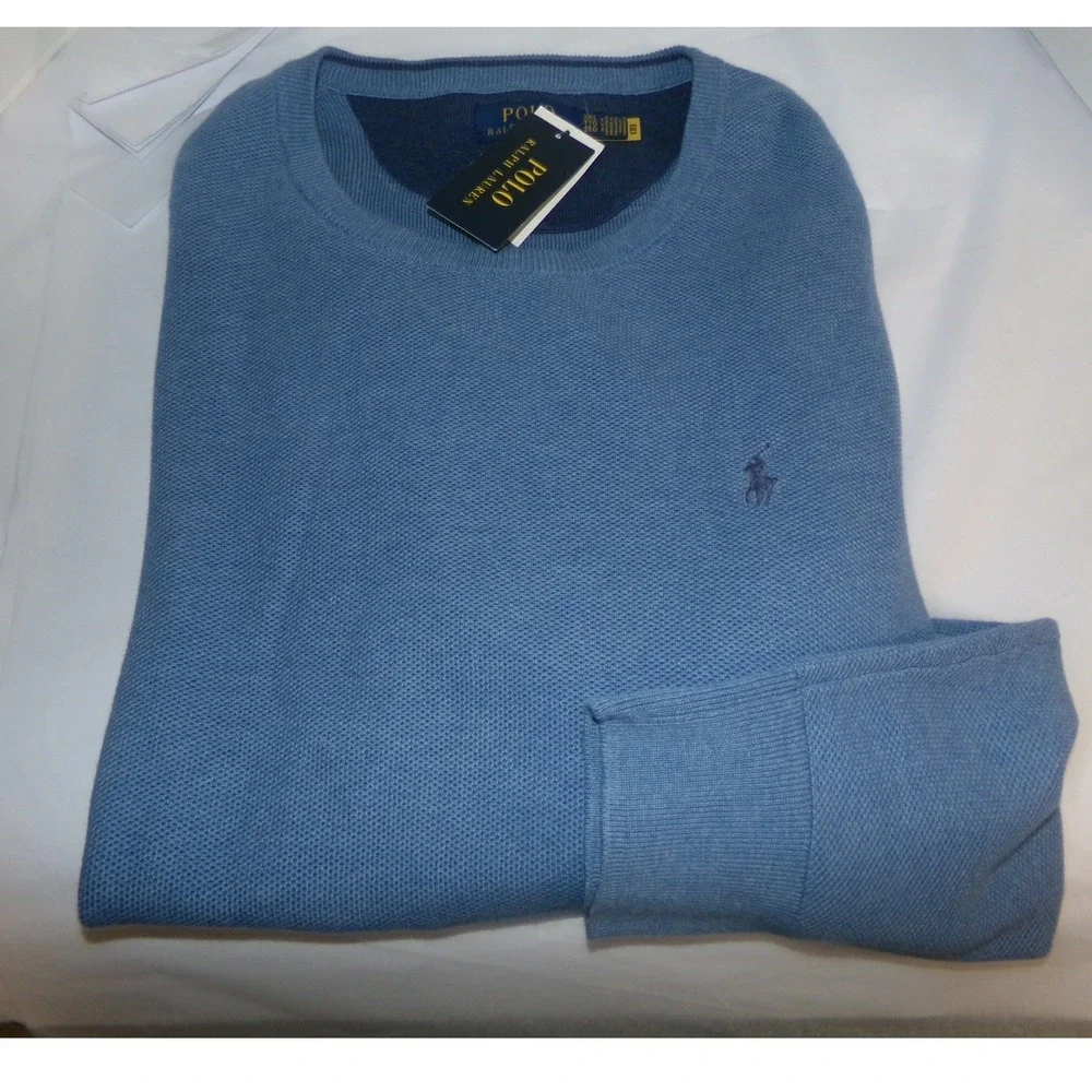 NWT MENS POLO RALPH LAUREN SZ XXL TEXTURED SWEATER~BLUE~NWT~